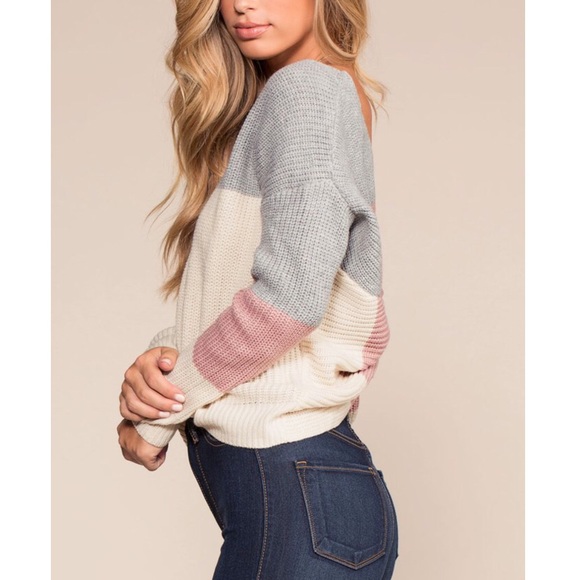 πHappy Forever Pink Grey Cross Cozy Sweater - Picture 2 of 5